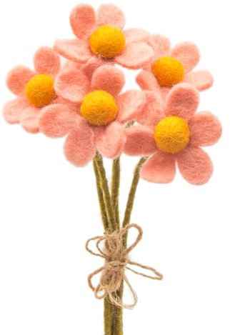 Glaciart One Künstlicher Blumenstrauß aus Filz, wiederverwendbar, waschbar und für ätherische Öle, Pastellfarben, mit biegbarem Drahtstiel, ideal als Geschenk und Dekoration für Zuhause oder