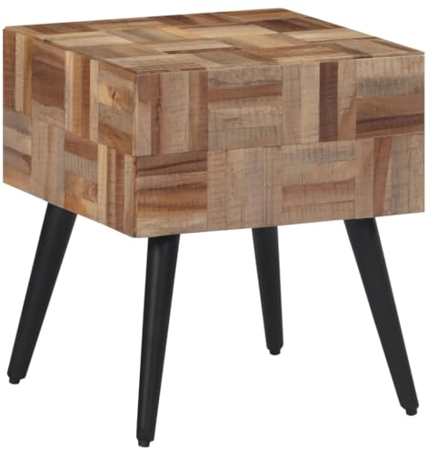 vidaXL Beistelltisch, Couchtisch mit Ablagen, Sofatisch Tisch mit Holzplatte, Nachttisch Kaffeetisch Ablagetisch, Recyceltes Massivholz Teak
