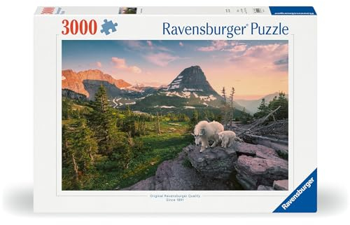 Ravensburger 12000809 - Alpine Goat with Baby - 3000 pieces jigsaw puzzle – Puzzle for adults and kids age 14 years up, animal puzzle