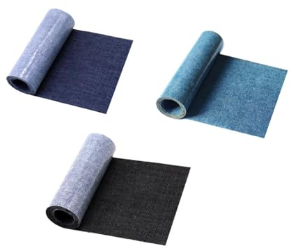 LIANRISES 3 Rolls 8x51cm Denim Patches for Jeans Iron On Denim Patches for Jeans Repair Iron On Patches Iron On Denim Patches for Inside Jeans Patch Jeans Light Blue Dark Blue Black