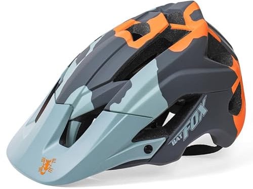 BATFOX, Casco da ciclismo leggero, per MTB e bici da strada, traspirante, con visiera, per adulti e ragazzi, per BMX, skateboard, pattinaggio a rotelle, Dirt Bike, taglia regolabile, arancione A
