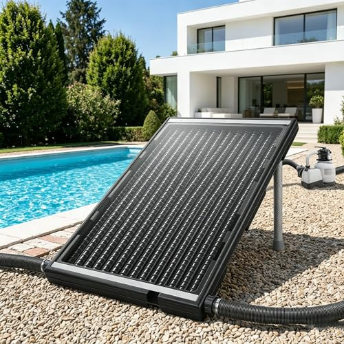 YRHome Solar Poolheizung 15L Sonnenkollektor mit Stativ und Schlauch Poolheizung Solarpanel Solarheizung Solaranlage für Pools Warmwasser Gartendusche Pool Heizungen Gerades Modell