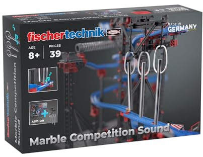 fischertechnik Marble Competition Sound 571899 – Murmelbahn-, Kugelbahn-Erweiterung, 3 Klangröhre, ab 8 Jahre, Silber