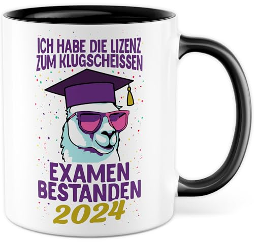 Examen Tasse mit Spruch - Geschenk Ich habe die Lizenz zum Klugscheißen Examen 2025 - Kaffeetasse aus Keramik 330ml - Examenskandidat Prüfungsabschluss Abschlussgeschenk Staatsexamen (Examen)