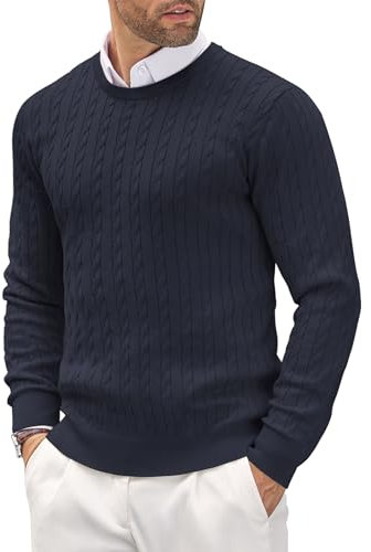 COOFANDY Maglione da Uomo Girocollo Lavorato a Maglia Leggero Slim Fit Manica Lunga Casual Pullover Maglione, Blu e Viola., XXL
