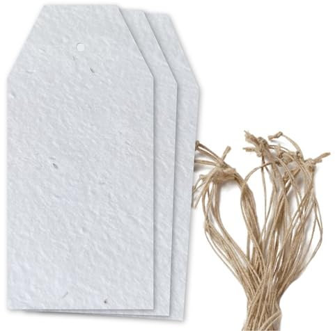 Wanderings Handgefertigte Blumensamen-Anhänger Von Wanderings – Nur 9,5x4,5 cm – 25 Stück – Pflanzbare, Recycelte Lose Blatt-Anhänger Mit Eingebetteten Wildblumensamen, Geschenkanhänger, Preisschilder