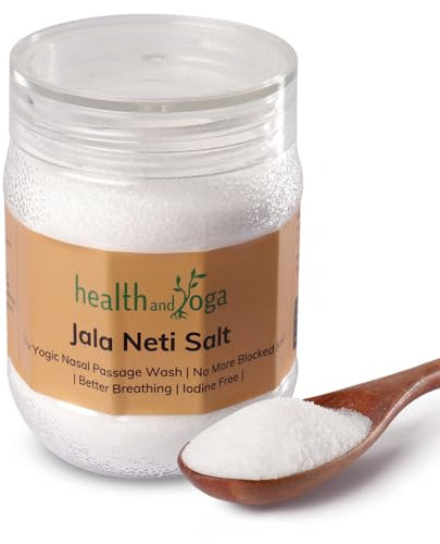 HealthAndYoga™ Jala Neti Salt Jar (300 GMS or 10 oz) - Non-Iodised, Pure Grade Sodium Chloride -Safe Hygienic Saline Solution for Yogic Nasal Wash – Clears Blocked Mucus - Use with Neti Pots