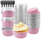 50 Moules à Pâtisserie en Aluminium, Ramequins Jetables avec Couvercles et Cuillères, Moules à Muffins Mini Moules à Pain en Aluminium Cupcakes Rectangulaires Petite Barquette Bol Pour Dessert Gâteau
