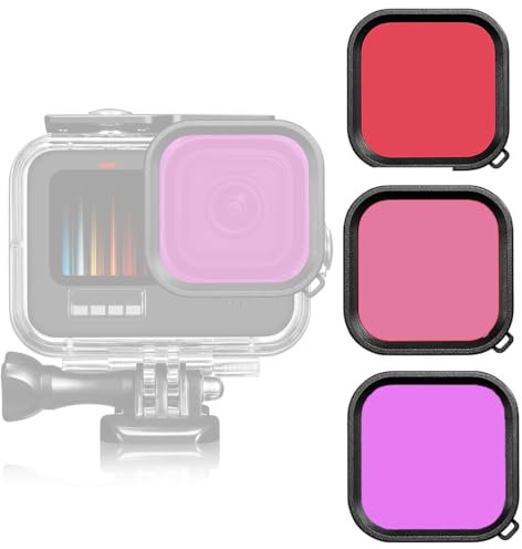 3pcs Diving Underwater Filtro per lenti rosso/rosa/viola in acqua di mare e acqua dolce per custodia ufficiale impermeabile