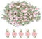 celloexpress 15mm Light Pink #17 Satin Ribbon Roses with Green Leaves - Small Flower Buds - Crafts, Embellishments (Pack of 10)