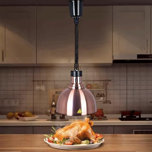 Aocay Lamparas de Calor Hosteleria, Lampara Calor Cocina Altura Ajustable, 19 cm/25 cm Lámpara de Calor para Alimentos para Cocina y Comedor Buffet(Color Cobre-25cm, 1 Pieza)