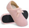 WateLves Damen Memory Foam Plüsch Hausschuhe Antirutsch Baumwolle Pantoffeln Mit Polar Fleece-Futter (Bogen Rosa 40/41)