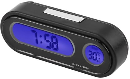 BOROCO Auto Digitaluhr Digitales 2 in 1 Auto Fahrzeug Innenraum Mini Elektronische Uhr LED Digitaluhr Thermometer Voltmeter