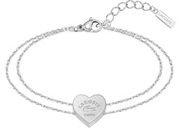 Lacoste Damen Gliederarmband Kollektion LOVE MY CROC aus Edelstahl (Gold oder Silber) mit Herzanhängern