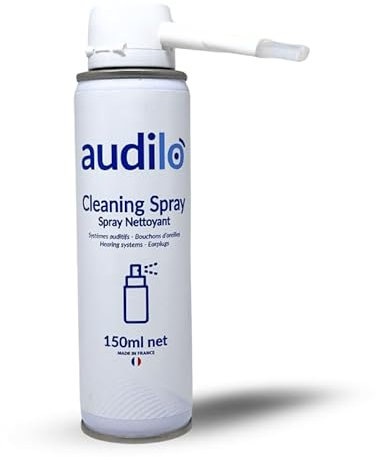 Audilo |Spray Brosse Nettoyant pour Appareil Auditif, Embouts Auriculaires et Bouchons d'Oreille |210 (150 ML NET)