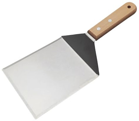 Grillschaber aus Edelstahl mit Buchenholzgriff für Teppanyaki und Grill, robuster Metallwender für Burger, Restaurant und Küche