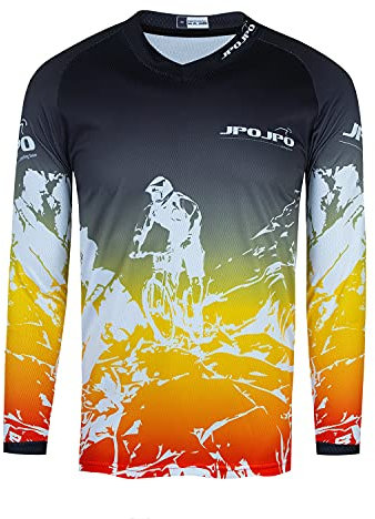 Kinder Radtrikot für Mountainbike Dirtbike Jungen Motocross Langarm Shirts Downhill Shirt Mädchen Fahrradfahren Biker Rennbekleidung Gelb/Schwarz Größe XS