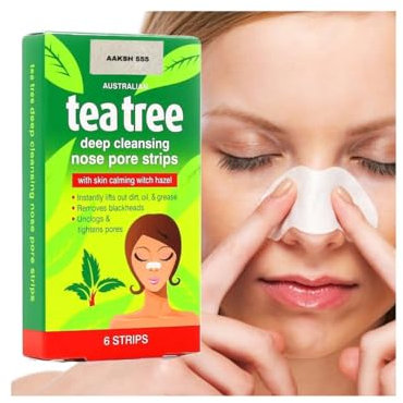 (6- STRIPS) Australian Tea Tree Deep Cleansing NOSE PORE STRIPS, [Blackhead Remover Clear and Unclogged Pores]Blackhead Remover Deep Cleansing Pore STRIPS FOR NOSE