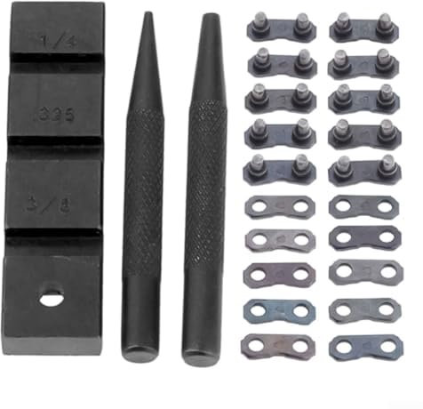 Kettensägen-Reparatur-Set, 325 Zoll, Master-Verbindungswerkzeug, Karbonstahl, Kettenbrecher-Set für 1/4 Zoll, 3/8 Zoll, LP 825,5 cm, 3/8 Zoll, 1,026,2 cm Teilung, Kette für Garten und Außenbereich