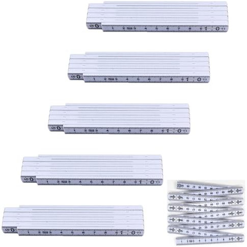 5 Stück Zollstöcke Zollstock Gliedermaßstab Zollstock Aus Kunststoff, Zollstock, Skalierbar Mini Zollstöcke 1 Meter Zollstock für Tischler, Maurer, Baustellen, Heimwerkerprojekte (Weiß)