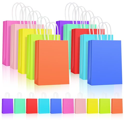 HOMIKLSA 50 Stück Geschenktüten mit Griffen 21 x 15 x 8cm Kleine Geschenktüte,10 Verschiedene Colors,Geeignet für Shopping, Hochzeiten, Partys, Geburtstage (kleine Größe)
