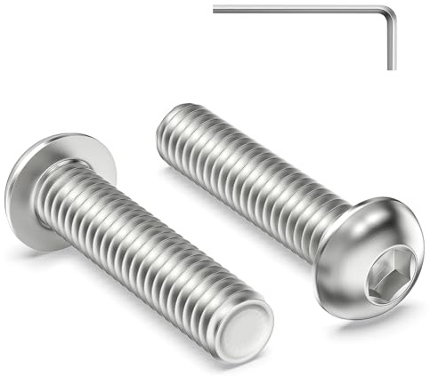Zuyya 30 Stück Linsenkopfschrauben M6 x 25 mm Flachkopfschrauben M6 | Edelstahlschrauben Innensechskant, Edelstahl A2 V2A, Vollgewinde Halbrundkopfschrauben mit Innensechskantschlussel