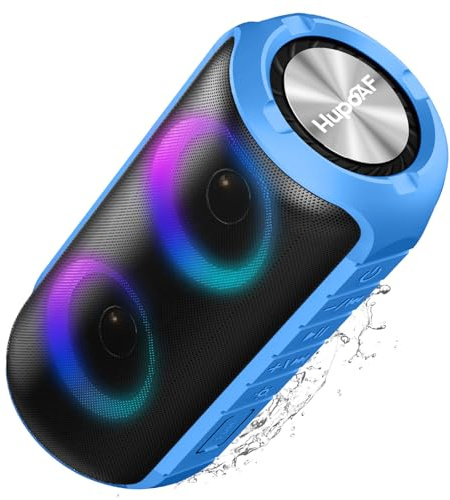 Hupoaf Portable Bluetooth Speaker with Loud Stereo Sound, Speakers Wireless Bluetooth 5.3 with 12Hrs Playtime, IPX7 Waterproof and RGB lights, Built-in Mic Outdoor Speaker for Home/Garden/Party/Travel
