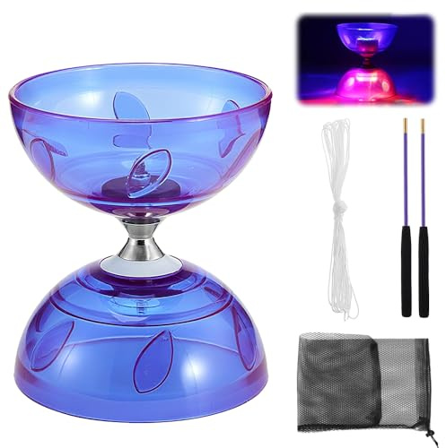 YANGUN Triple Bearing Diabolo Set, Diablo Toy, Juggling Set with Wooden Sticks, Circus Toys for kids, Focus Development Coordination Activity Training for Kids Ages 8+ Above & Adults, PURPLE