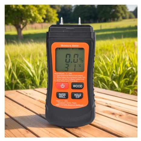 Digitales Feuchtigkeitsmessgerät, Zwei Pins Wand Hygrometer mit Temperatur Display Digital Holz Feuchtigkeit Detektor Baum Tester