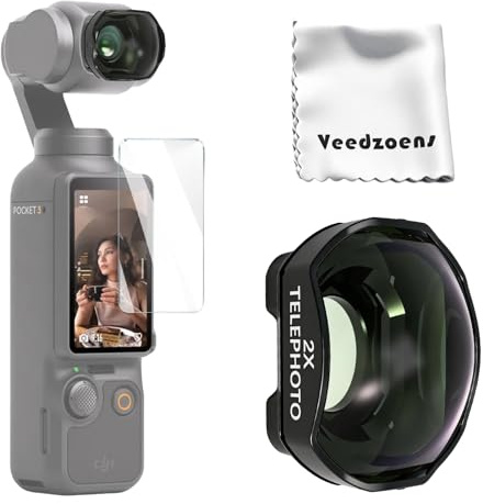 Veedzoens Magnetic 2X Telephoto Lens for DJI Osmo Pocket 3, Multi-Layer Coated Optical Glass, with Portable Box and Screen Protector