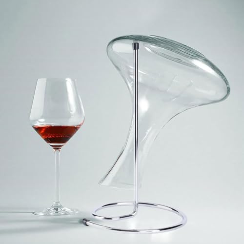 Eminchu Stainless Steel Decanter Rack, Premium Wine Decanter Holder, Ring Shape Base Rack for Upside Down Drying, Silver 29x17cm