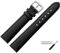 MARBURGER Uhrenarmband 22mm Leder Schwarz Silber Glatt Mit Naht - Montage Set 7942210000120