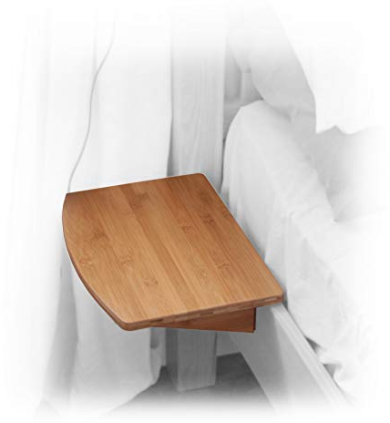 Woodquail Bamboo Clip on Hanging Shelf, Small Bedside Table (Clips 26mm, Natural)
