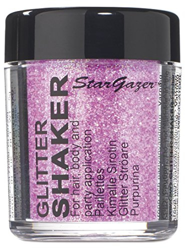 Stargazer Pastel Glitter Shaker, Lilac. Cosmetic glitter powder for use on the eyes, lips, face, body, hair and nails.