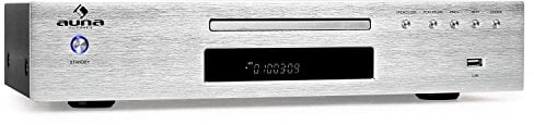 AUNA AV2-CD509 - Lettore CD HiFi, MP3, USB, CD Player, Uscita Ottica, Coassiale, RCA, Telecomando, Argento