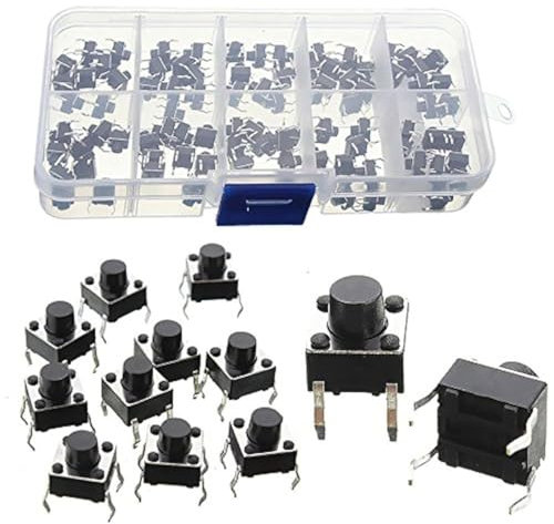 Lot de 100 mini interrupteurs 4 broches 6 x 6 x 5 mm