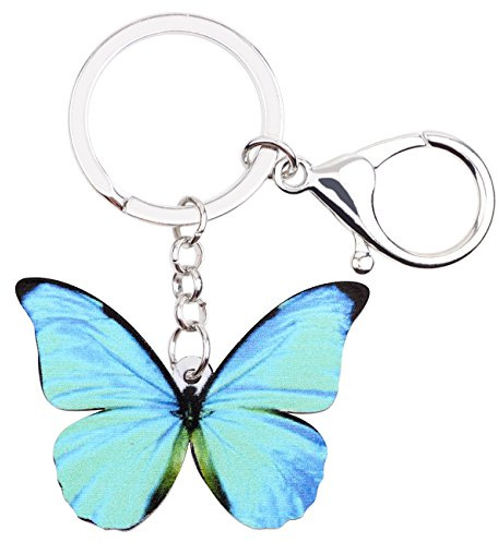 BONSNY Acrylique Mignon Papillon Porte-Clés Pour les Femmes Dames Insectes Bijoux pour les Clés de Voiture Porte-Monnaie Sac À Main Accessoires