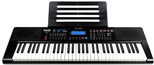 RockJam RJ461AX Teclado de piano digital portátil Alexa de 61 teclas con soporte de música, fuente de alimentación, aplicación para piano Simply y teclas de notas, con Alexa integrada