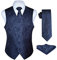 Enlision Anzugweste Navy blau Herren Hochzeit Paisley Westen & Krawatte Einstecktuch Party Floral Jacquard Anzug Weste Set XS