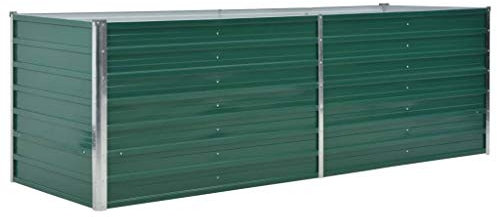 Tidyard Fioriera da Giardino con Fondo Aperto in Acciaio Zincato 240 x 80 x 77 cm | Verde