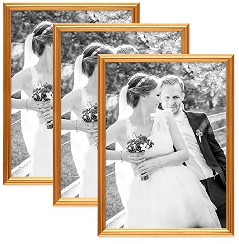 PHOTOLINI 3er Set Bilderrahmen Gold Barock Antik 30x40 cm Fotorahmen mit Glasscheibe/Kunststoffrahmen