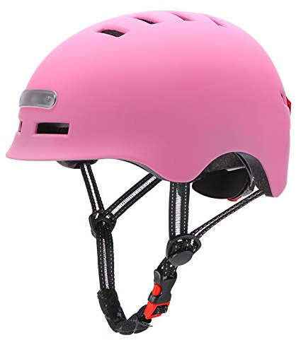 Casque de vélo avec Phare LED Intégré et Casque Arrière léger pour Hommes et Femmes (Rose, M)