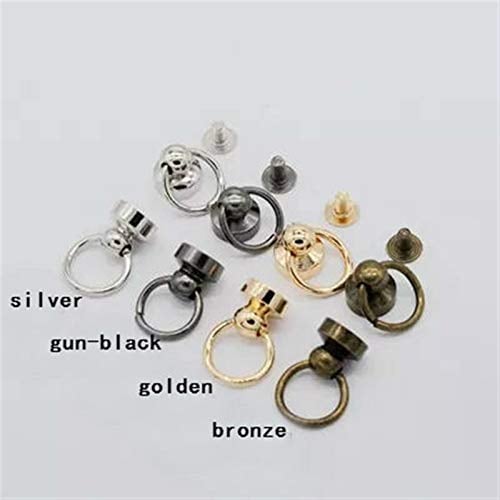 Ledernieten, 10 stücke Kupfer Runde Kopf Ring Spikes Punk Reifen Stollen Kleidungsnieten Für Lederhandwerk Telefon Fall DIY Zubehör Erkenntnisse (Color : Bronze)