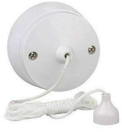 SDMAX White Ceiling Pull Cord Switch, 6Amp 1 Way Bathroom/Toilet Light Switches,2 Way Light Switch,Long String Pullcord White Round Ceiling Mounted
