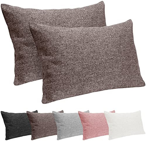 Selfitex 2er Set 40x60 cm, Sofakissen mit Füllung und Bezug, Dekokissen, Kopfkissen mit weicher Kissenfüllung, stilvolle Kissen Deko, robuster Polsterstoff, hochwertiges Couch Kissen (Braun)