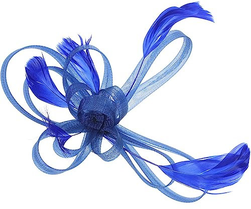 Minkissy Broche à cheveux de mariage – Accessoires années 1920 pour cocktail (bleu roi) – Bibi de mariée pour femme