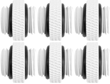 Dracaena.io 6er-Pack G1/4 Verlängerung, M-M, Weiß, Mini | Messing, verstecktes dickeres O-Ring-Design. Verdecktes O-Ring-Design für Auslaufsicherheit und Abdichtung. Körpergröße: 18