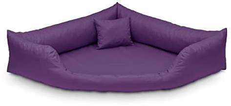 Juelle Orthopädisches Hundebett Eckbett Hundebett mit Orthopädischer Matratze für Großhunde, Abnehmbare Abdeckung, Maschinenwäsche möglich, Dakota M-XXL (120x90cm, Hell Lila)