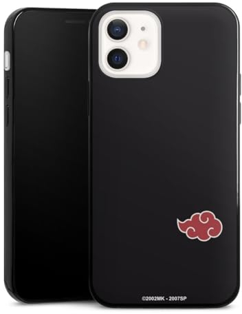 Slim Case extra dünn kompatibel mit Apple iPhone 12 Silikon Handyhülle schwarz Hülle Akatsuki Naruto Shippuden Offizielles Lizenzprodukt