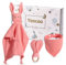 Yoocaa Baby Geschenk Mädchen Geschenk zur Geburt Mädchen, Reiner Musselin Baumwolle Schmusetuch, Lätzchen und Beißring Geschenke zur Geburt (Rosa)
